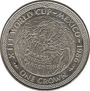 1 Crown - Elizabeth II World Cup Mexico - Globe, United Kingdom, 1986 reverse image