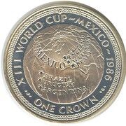 1 Crown - Elizabeth II World Cup - silver plated proof, United Kingdom, 1986 reverse image