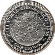 1 Crown - Elizabeth II World Cup Mexico - Globe; Silver Issue, United Kingdom, 1986 reverse image