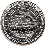 1 Crown - Elizabeth II World Cup Mexico - Flags; Silver Issue, United Kingdom, 1986 reverse image
