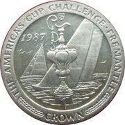 1 Crown - Elizabeth II America's Cup Challenge, United Kingdom, 1987 reverse image