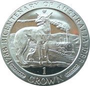1 Crown - Elizabeth II Bicentenary of Australia, United Kingdom, 1988 reverse image