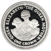 1 Crown - Elizabeth II Queen Mother; Silver Proof, United Kingdom, 1990 reverse image