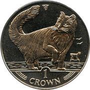 1 Crown - Elizabeth II Norwegian Forest Cat, United Kingdom, 1991 reverse image