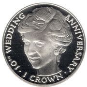 1 Crown - Elizabeth II Princess Diana; Silver Proof, United Kingdom, 1991 reverse image