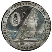 1 Crown - Elizabeth II America's Cup; Silver, United Kingdom, 1991 reverse image