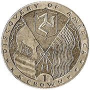 1 Crown - Elizabeth II Discovery of America, United Kingdom, 1992 reverse image