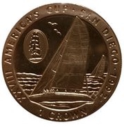 1 Crown - Elizabeth II America's Cup - San Diego, United Kingdom, 1992 reverse image