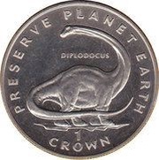 1 Crown - Elizabeth II Diplodocus, United Kingdom, 1993 reverse image