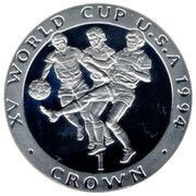 1 Crown - Elizabeth II Three players, one kicking; Silver Proof, United Kingdom, 1994 reverse image