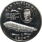 1 Crown - Elizabeth II Ferdinand Von Zeppelin, United Kingdom, 1994 reverse image