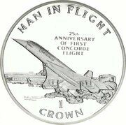1 Crown - Elizabeth II First Concorde Flight, Silver Proof, United Kingdom, 1994 reverse image