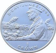 1 Crown - Elizabeth II D-Day - General Eisenhower, Silver Proof Issue, United Kingdom, 1994 reverse image