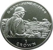 1 Crown - Elizabeth II General Omar Bradley, United Kingdom, 1994 reverse image