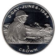 1 Crown - Elizabeth II General Omar Bradley; Silver Proof, United Kingdom, 1994 reverse image