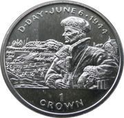 1 Crown - Elizabeth II D-Day - Montgomery, United Kingdom, 1994 reverse image