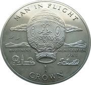 1 Crown - Elizabeth II Montgolfier Brother's Balloon, United Kingdom, 1995 reverse image