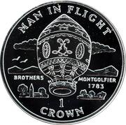 1 Crown - Elizabeth II Montgolfier Brother's Balloon; Silver Proof, United Kingdom, 1995 reverse image