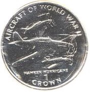 1 Crown - Elizabeth II Hawker Hurricane, United Kingdom, 1995 reverse image