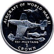 1 Crown - Elizabeth II P.51 Mustang, United Kingdom, 1995 reverse image