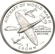 1 Crown - Elizabeth II Supermarine Spitfire; Silver Proof Issue, United Kingdom, 1995 reverse image