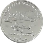 1 Crown - Elizabeth II Bristol Blenheim 142M; Silver Proof, United Kingdom, 1995 reverse image