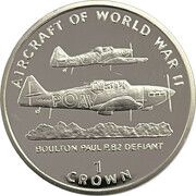 1 Crown - Elizabeth II Boulton Paul P.82 Defiant; Silver Proof, United Kingdom, 1995 reverse image