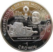 1 Crown - Elizabeth II Thomas Edison; Silver Proof Issue, United Kingdom, 1996 reverse image
