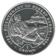 1 Crown - Elizabeth II Robert Burns - Writing, United Kingdom, 1996 reverse image