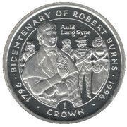 1 Crown - Elizabeth II Robert Burns - Auld Lang Syne, United Kingdom, 1996 reverse image