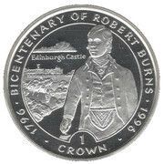 1 Crown - Elizabeth II Robert Burns - Edinburgh Castle, United Kingdom, 1996 reverse image
