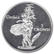 1 Crown - Elizabeth II Orchis; Silver Proof, United Kingdom, 1996 reverse image