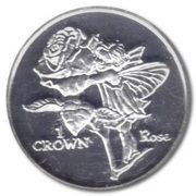 1 Crown - Elizabeth II Rose; Silver Proof, United Kingdom, 1996 reverse image
