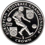1 Crown - Elizabeth II European Football Championship: Bulgaria vs. Romania, United Kingdom, 1996 reverse image