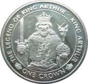 1 Crown - Elizabeth II King Arthur with Orb and Sword, United Kingdom, 1996 reverse image