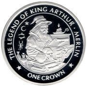1 Crown - Elizabeth II Merlin; Silver Proof, United Kingdom, 1996 reverse image