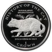 1 Crown - Elizabeth II Mayailurus iriomotensis; Silver Proof, United Kingdom, 1997 reverse image