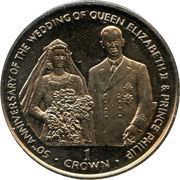 1 Crown - Elizabeth II Golden Wedding, United Kingdom, 1997 reverse image