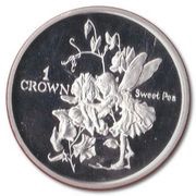 1 Crown - Elizabeth II Sweet pea; Silver Proof, United Kingdom, 1998 reverse image