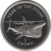 1 Crown - Elizabeth II Year of the Ocean - basking shark, United Kingdom, 1998 reverse image