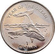 1 Crown - Elizabeth II Year of the Ocean - whale, United Kingdom, 1998 reverse image
