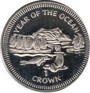 1 Crown - Elizabeth II Year of the Ocean - Penguins and Seals, United Kingdom, 1998 reverse image
