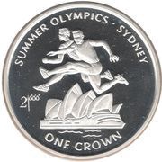 1 Crown - Elizabeth II Two hurdlers, United Kingdom, 1999 reverse image