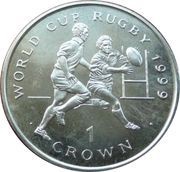 1 Crown - Elizabeth II Two players passing/receiving ball, United Kingdom, 1999 reverse image