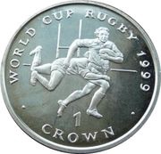 1 Crown - Elizabeth II Player tackling another player, United Kingdom, 1999 reverse image