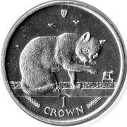 1 Crown - Elizabeth II Blue British Short Hair Cat, United Kingdom, 1999 reverse image