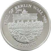 1 Crown - Elizabeth II Fall of Berlin Wall 1989; Silver Proof, United Kingdom, 2000 reverse image
