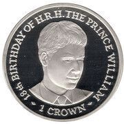 1 Crown - Elizabeth II Prince William's 18th Birthday; Silver Proof, United Kingdom, 2000 reverse image