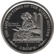 1 Crown - Elizabeth II Queen Mother - Silver Wedding Anniversary, United Kingdom, 2001 reverse image