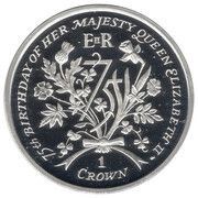 1 Crown - Elizabeth II Diamond Birthday; Silver proof, United Kingdom, 2001 reverse image